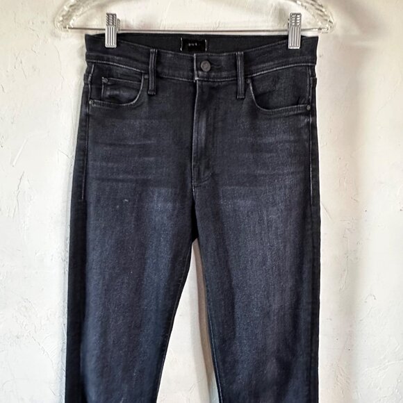 Mother The Mid Rise Dazzler Ankle Wash Deep End Black Size 27 Fray Straight Leg - Picture 2 of 12